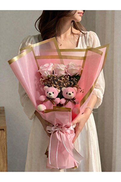 Happy Box HEDİYELİK PEMBE AYICIK BUKETİ SEVGİLİYE ARKADAŞA HEDİYE TEDDY BEAR ...