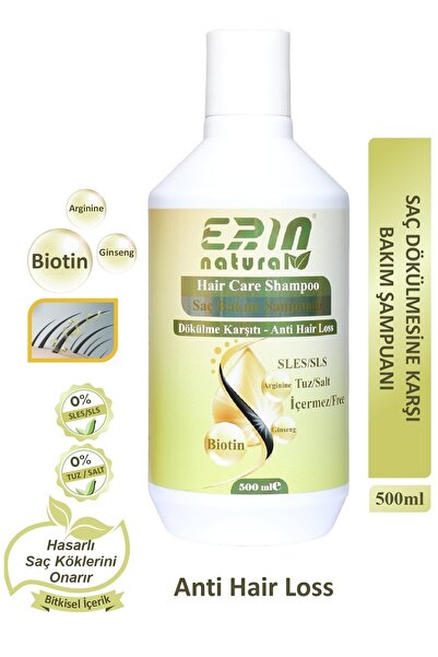 Erin Natural Biotinli & Ginsengli Saç Dökülmesine Karşı Şampuan - SLES & Tuz ...