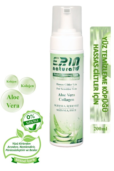Erin Natural Nemlendirici Besleyici Yüz Temizleme Köpüğü Hassas Cilt Için - S...