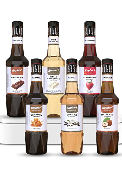 Saphori 6’lı Şurup Seti 4200 ML Çikolata, Beyaz Çikolata, Çilek, Karamel, Van...