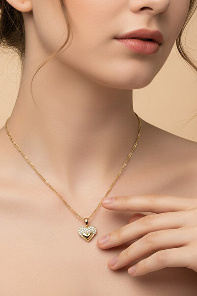 XUPING JEWELRY Stil Incisi/Xupıng Jewelry 14 Ayar Altın Kaplama Kalpli Çiçek ...