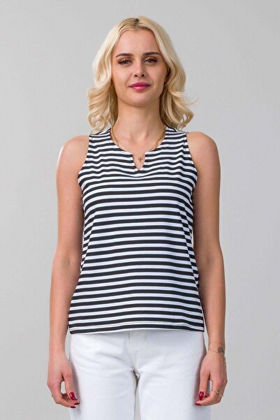 Bold & Young Tricou tricotat din bumbac și lycra, cu decolteu în V, cu dungi,...