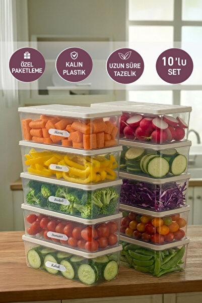 SELKA HOME 10 Pieces 2 Lt. Nora Organizer Refrigerator Freezer Organizer Stor...
