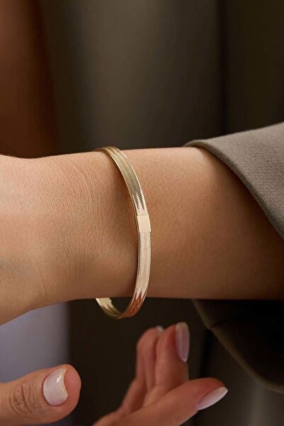 Bayar Gold 14 Ayar Altın İtalyan Esnek Bileklik 5 mm