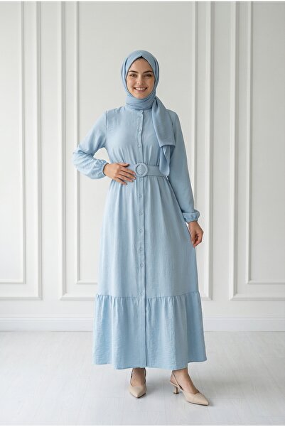 BENAHOLL Φόρεμα Miressa με κουμπιά και ζώνη φράουλα-PE620 Μπλε