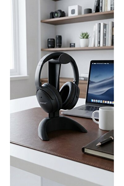 Marmoris Concept Minimalist Matte Black Headphone Stand - Special Locking Des...