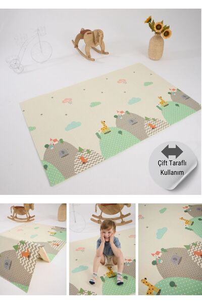 monimu baby Katlanabilir Çift Taraflı Oyun Matı-Oyun Halısı 200x130x1cm (TAŞI...
