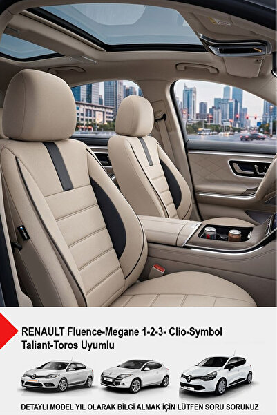 GM-DESIGN Oniks Bej Tay Tüyü Oto Koltuk Kılıfı (RENAULT Fluence-Megan 1-2-3-C...
