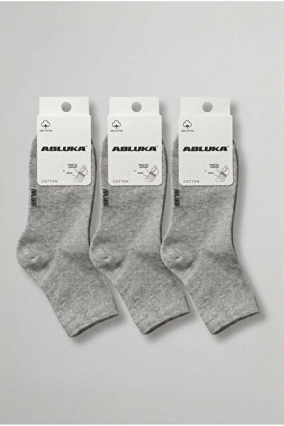 ablukaonline Ανδρικές βαμβακερές κάλτσες 3 τεμαχίων σε γκρι χρώμα