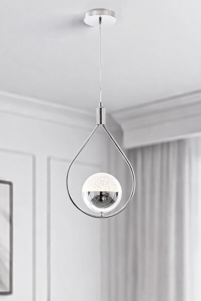 Fer Avize Deco Modern Tasarım Cafe - Mutfak - Salon - Hol Krom Renk Led Tekli...