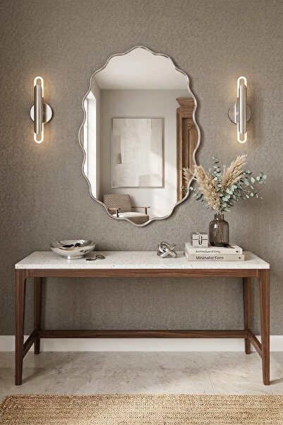 Fawdecor Premium Şık Modern Estetik Ahşap Çerçeveli Duvar Aynası Banyo Aynası...