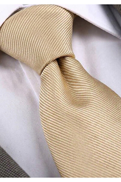 Exve Exclusive Cream Beige Self-Striped Italian Patterned Tie
