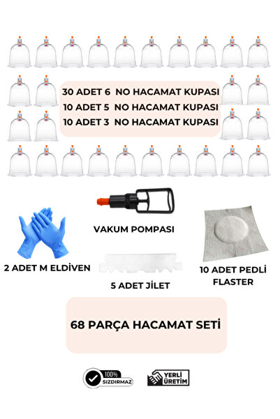 HVM 68 Parça Hacamat Kupası Seti, Hacamat Seti, Hacamat Malzemeleri