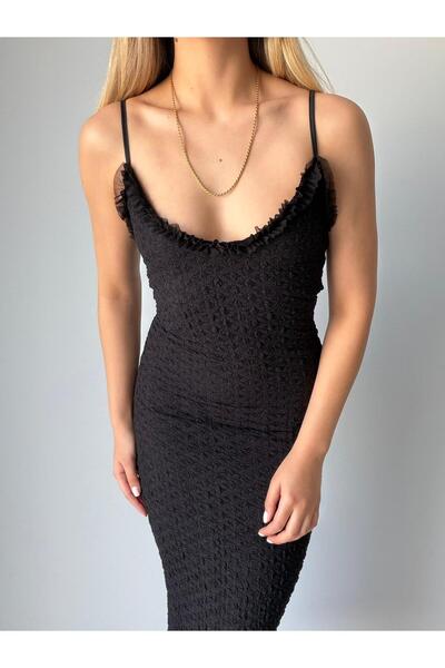 Güneş Φόρεμα μίντι με υφή και λεπτομέρειες βολάν