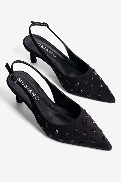 Mubiano Γυναικεία σουέτ στιλέτο παπούτσια με μυτερή μύτη και λεπτομέρεια από ...