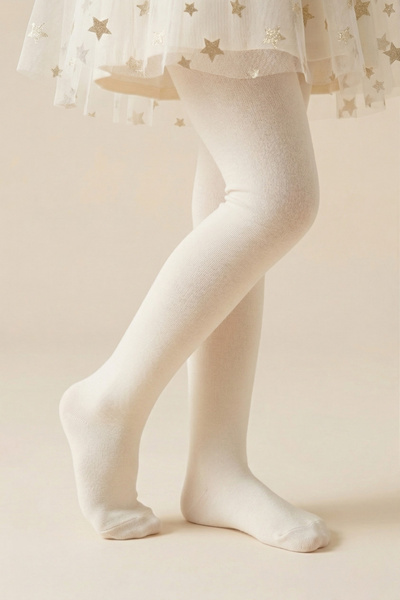 Le Mabelle Екру памучни чорапогащи за момичета
