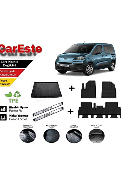CarEste Fiat Doblo 2022-2026 4D Havuzlu Paspas + Bagaj Havuzu TPE Koku Yapmaz...