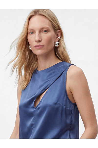 Koton Scarf Detailed Viscose Crew Neck Sleeveless Satin Blouse