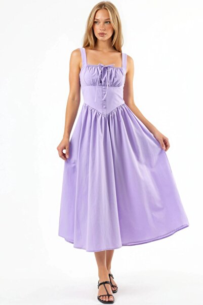 Hiccup BUSEM Φόρεμα μίντι με τετράγωνο γιακά και κουμπιά