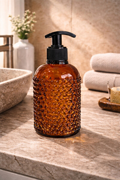 ANGDESİGN Δοχείο υγρού σαπουνιού Yıldız Cam Single-Amber •• Σαπούνι χεριών γι...