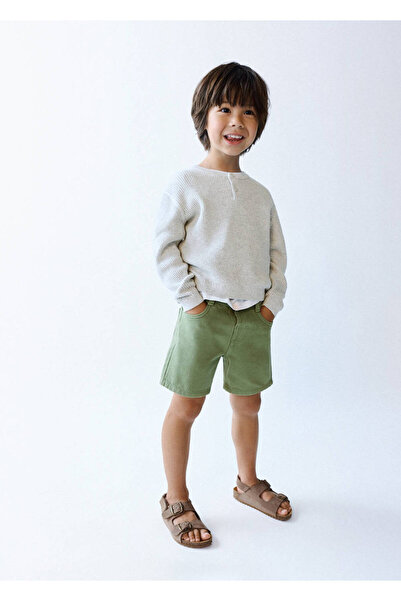 MANGO Baby Düz denim Bermuda şort