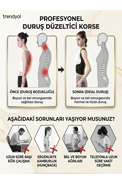 Ankaflex Medikal Unisex Kadın ve Erkek Dik Duruş Düzeltici Korse Sırt Omuz Korsesi Skolyoz Kifoz Omurga Kemer