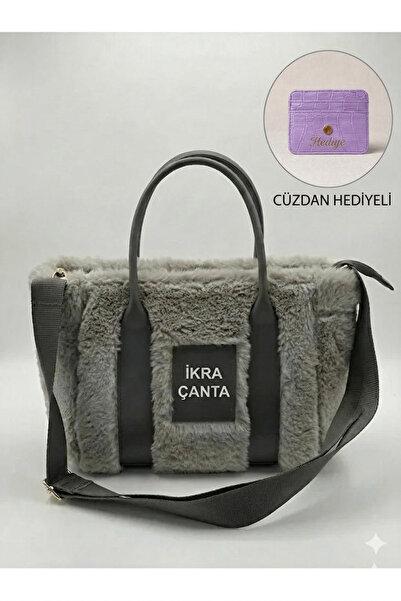 İKRA ÇANTA Mini Boy Kadın Kolon Askılı Kürklü Peluş Çapraz Çanta
