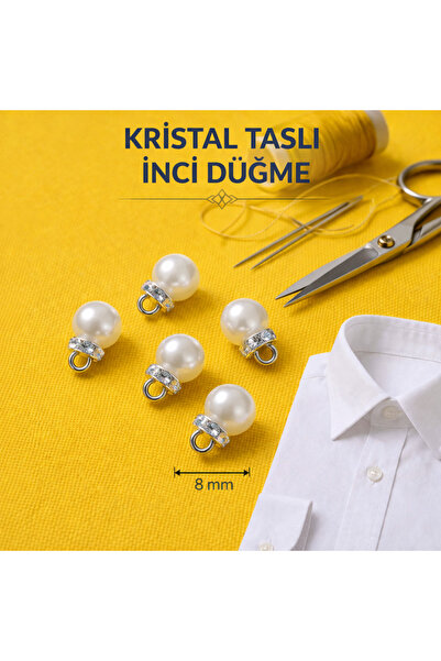 İMREN AKSESUAR Κουμπί Κρυστάλλινο Πέτρινο Πέρλα 8 Χιλ. 10 Τεμάχια