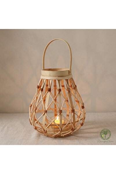 Renesse Home Lunsar El Yapımı Doğal Rattan Mumluk – Bohem Dekoratif Fener ve ...