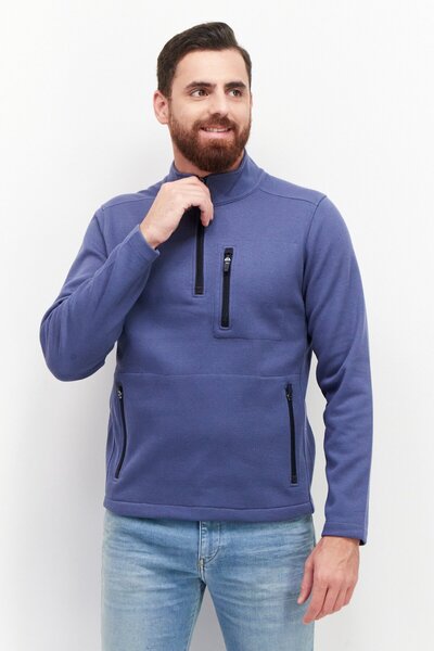 Tailor Vintage Men Mock Neck Long Sleeve Solid Sweatshirt, Sage Blue
