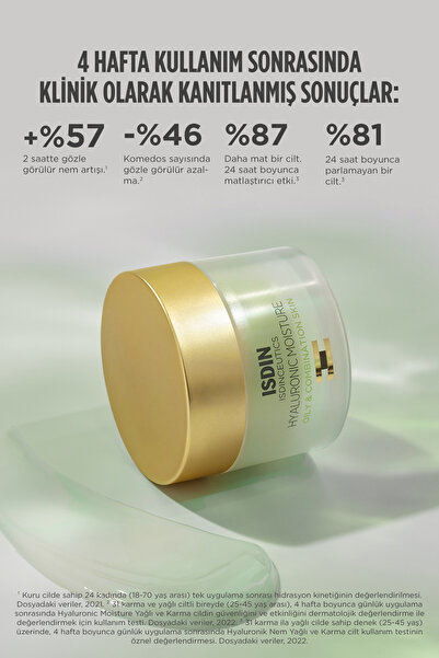 ISDINCEUTICS Hyaluronic Moisture Oily Yağlı Ciltler Için Siyah Nokta Karşıtı Nemlendirici Krem 50 gr