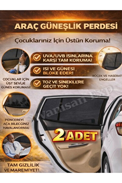 Ankaflex Exp Araba Araç 2 Adet Yan Cam Perdesi Güneşlik Gölgelik Güneş Koruyu...