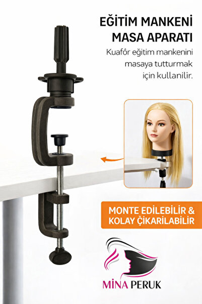 Mina Peruk Eğitim Mankeni Masa Aparatı – Kuaför Manken Sabitleyici Clamp Tutucu