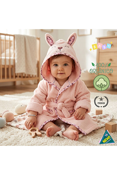 zera collection Bebek bornoz Kapişonlu & Bebek Havlu Set %100 organic pamuk (...
