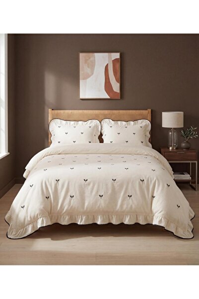 BESTİNA GOLD Σετ Παπλωματοθήκης Διπλού Μεγέθους 100% Βαμβάκι με Διακοσμητικά ...