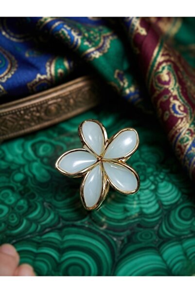 Gold Desenli Renkli Çift Taraflı Lotus çiçeği mandal Toka 8cm (TURKUAZ)