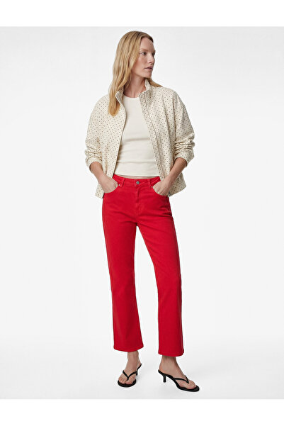 Koton Κανονική μέση, στενή εφαρμογή, βαμβακερό παντελόνι με κουμπιά, κοντό, ι...