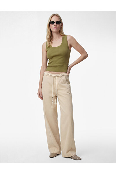 Koton Βαμβακερό Παντελόνι με Κανονική Μέση και Φαρδιά Μπατζάκια - Τζιν με Φαρ...