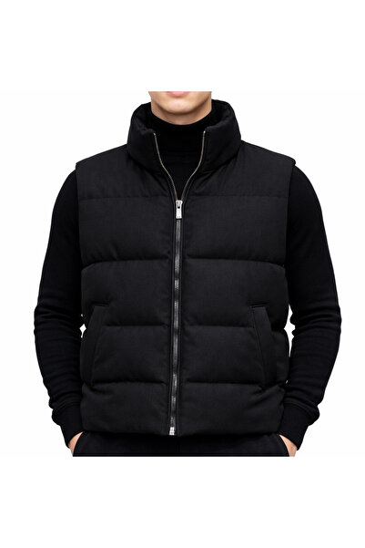 vulgariromania Ανδρικό Μαύρο Καπιτονέ Γιλέκο – Φουσκωτό Casual Streetwear - L