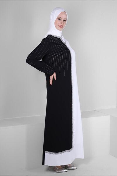 Alvina İKİ RENKLİ TAŞ İŞLEMELİ ABİYE ELBİSE 50382