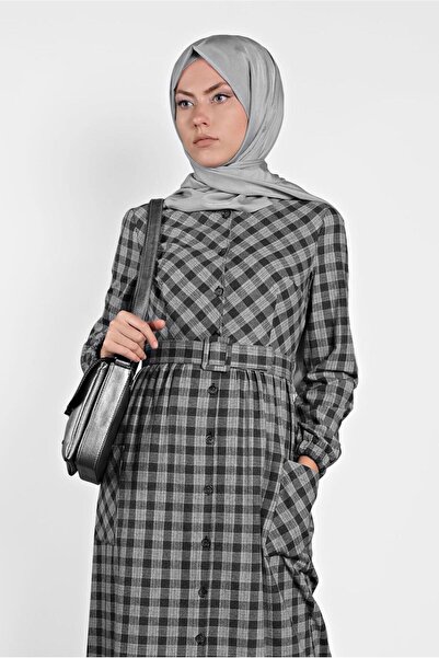 Alvina فستان منقوش من القطن مع حزام 40177