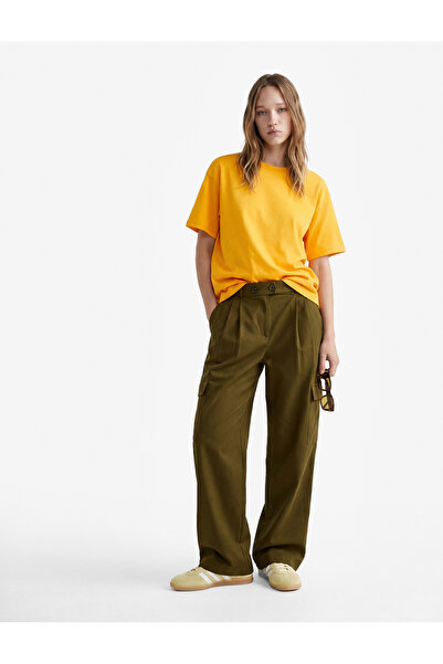 Koton Βαμβάκι τεμάχια Με λεπτομέρεια ζώνης άνετα παντελόνια σε μέγεθος πλαϊνή...