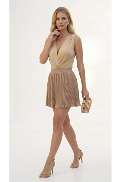 Modabenna Μίνι φούστα με πιέτες βιζόν, ελαστική μέση 40 εκ., πλισέ, καλοκαιρι...