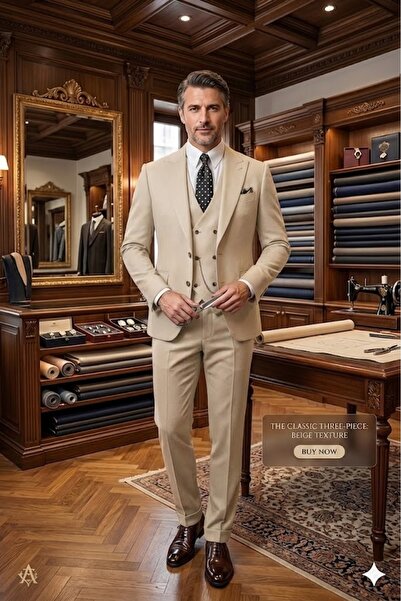 Ars Magic Box Men's Slim Fit Mono Collar Italian Cut Suit