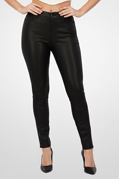 Frame Women Skinny Fit Faux Leather Straight Pants, Black