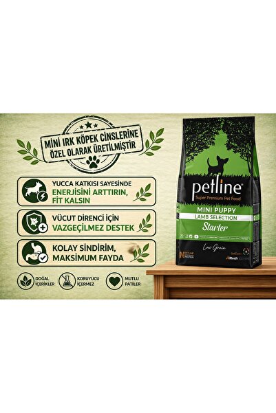 Petline Mini Irklara Özel Üretilmiş Kuzu Etli Yavru Köpek Maması Başlangıç Ma...