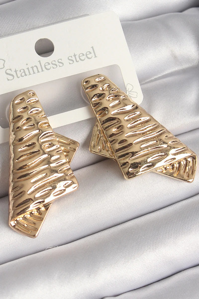 Skygo أقراط نسائية مربعة مطوية مفصلة بمعالجة الألوان الذهبية النحاسية - TJ-BK...