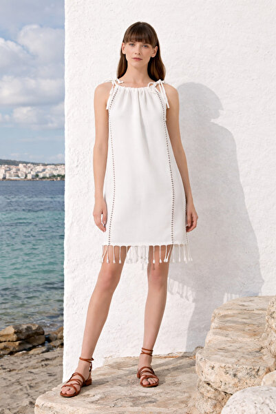 İrya Serene Shirred Beach Dress - Μαύρο Διχτυωτό Ανοιχτό