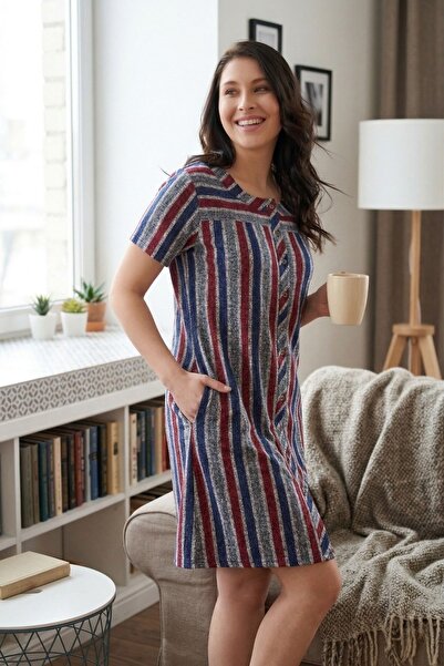 Juliet Deluxe Γυναικείο βαμβακερό φόρεμα με λεπτομέρεια από κουμπιά και σχέδι...