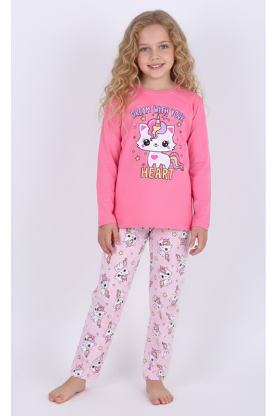 vitmo Κοριτσίστικο μακρυμάνικο σετ πιτζάμες από 100% βαμβάκι Unicat